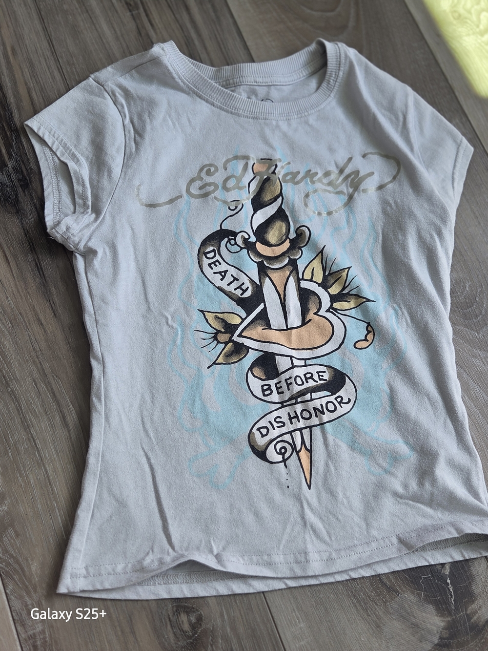 Ed Hardy White Girls' Short Sleeve Tee with Dagger Graphic